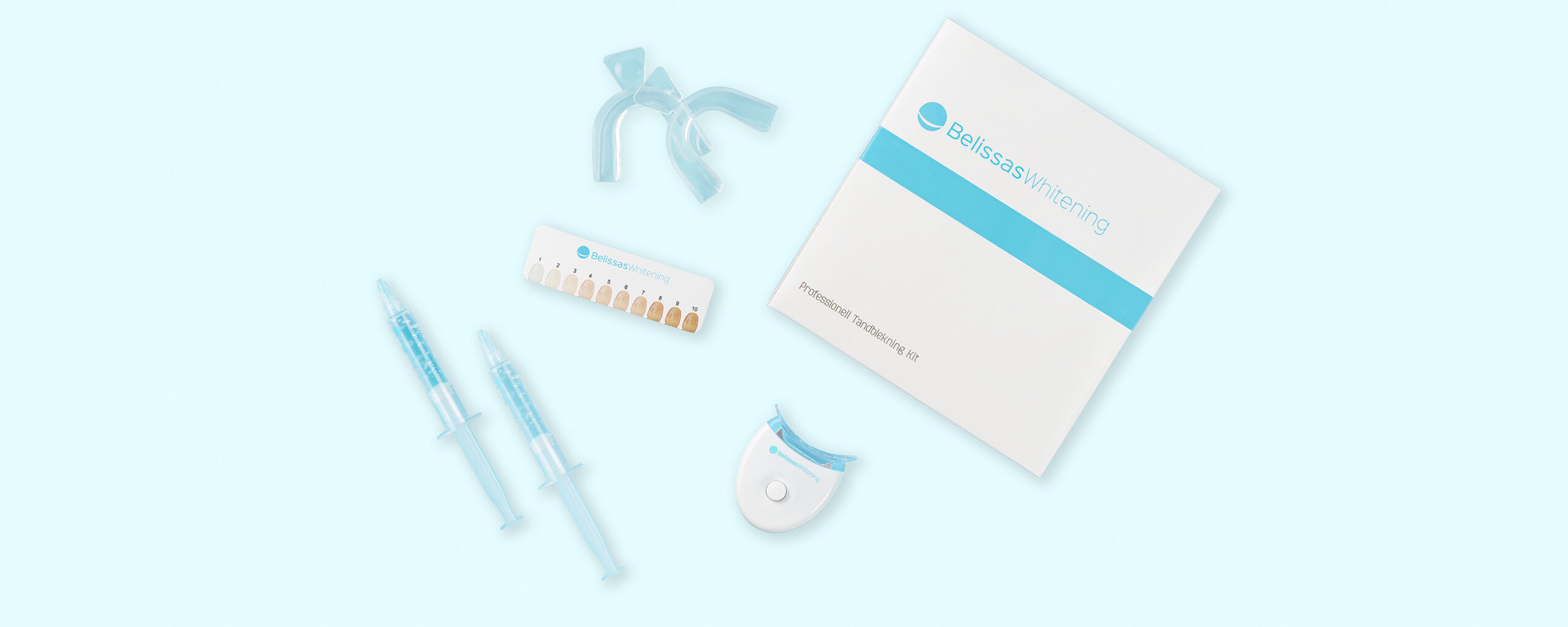An image depicting the Belissas Teethi Whitening with other items in kit